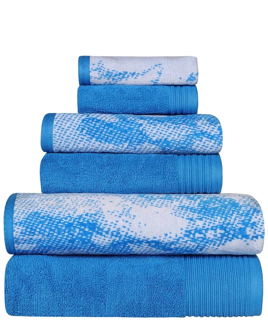 Quick-Drying 6pc Cotton Towel Set - Blue image