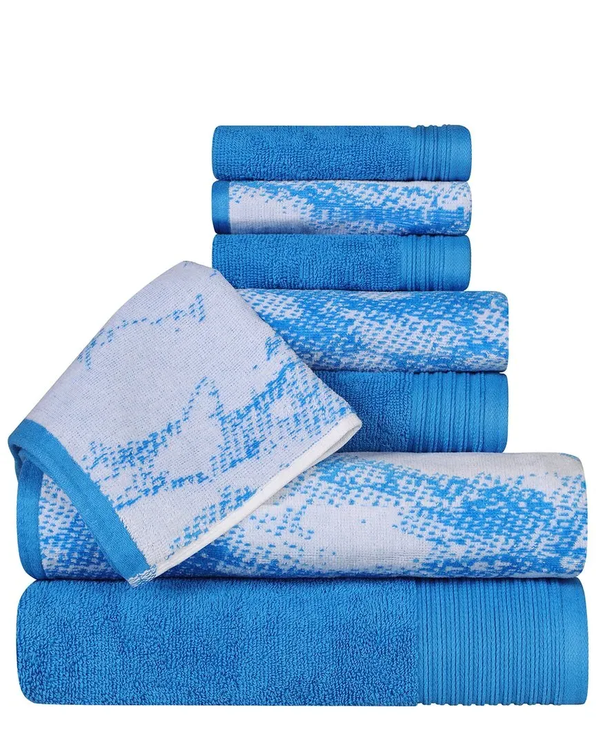 Quick-Drying 8pc Cotton Towel Set - Blue