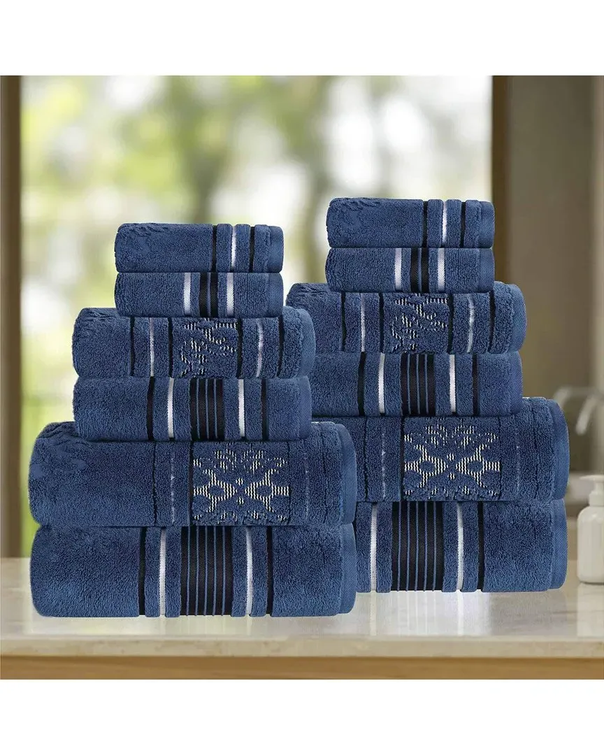 Sadie Zero Twist 12-Piece Towel Set - Navy Blue, Cotton