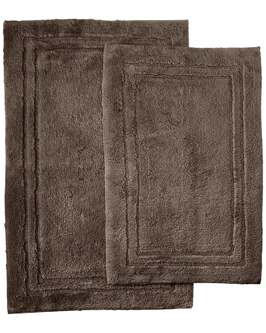 Set of 2 Non-Skid Bath Rugs - Charcoal, Cotton