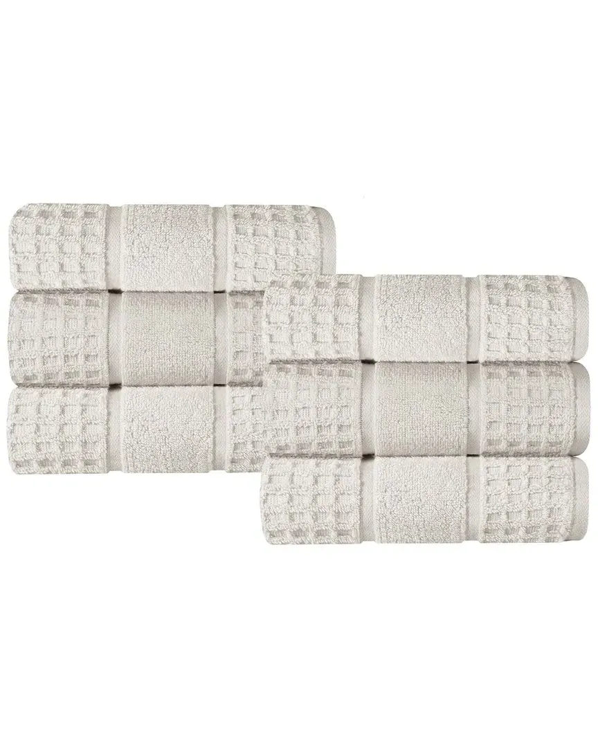 Set of 6 Zero Twist Cotton Waffle Hand Towels - Stone image