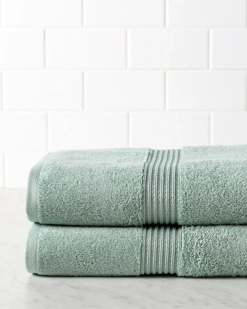 Solid 2pc Bath Sheet Egyptian Cotton Towel Set - Sage image
