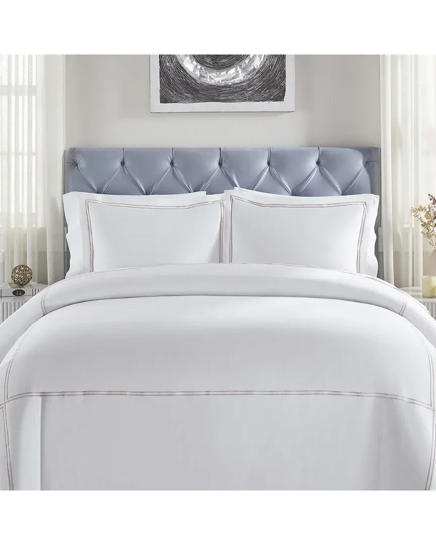 Spring Blooms Two-Line Embroidered 3pc Duvet Cover Set