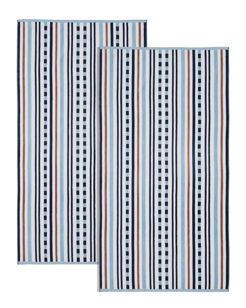 Striped Oversized 2pc Beach Towel Set - Morning Blue, Cotton image