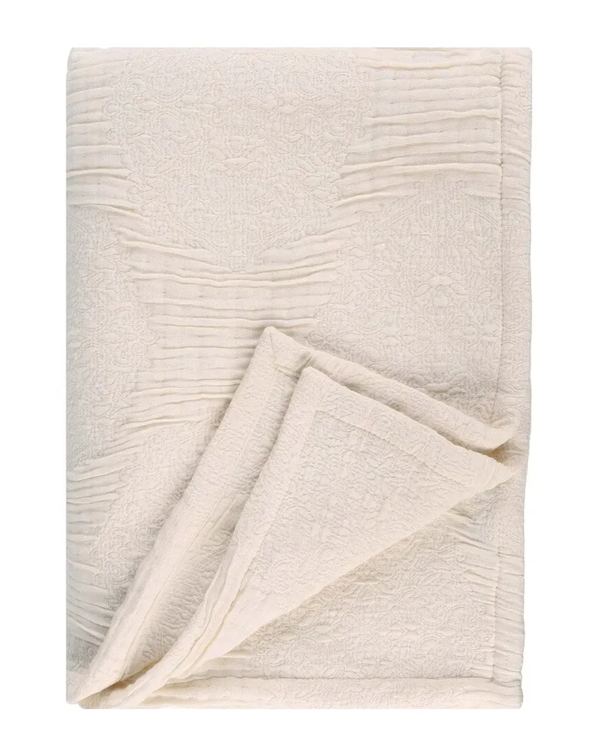 Tanta Medium Weight Crinkle Woven Throw - White, Cotton image