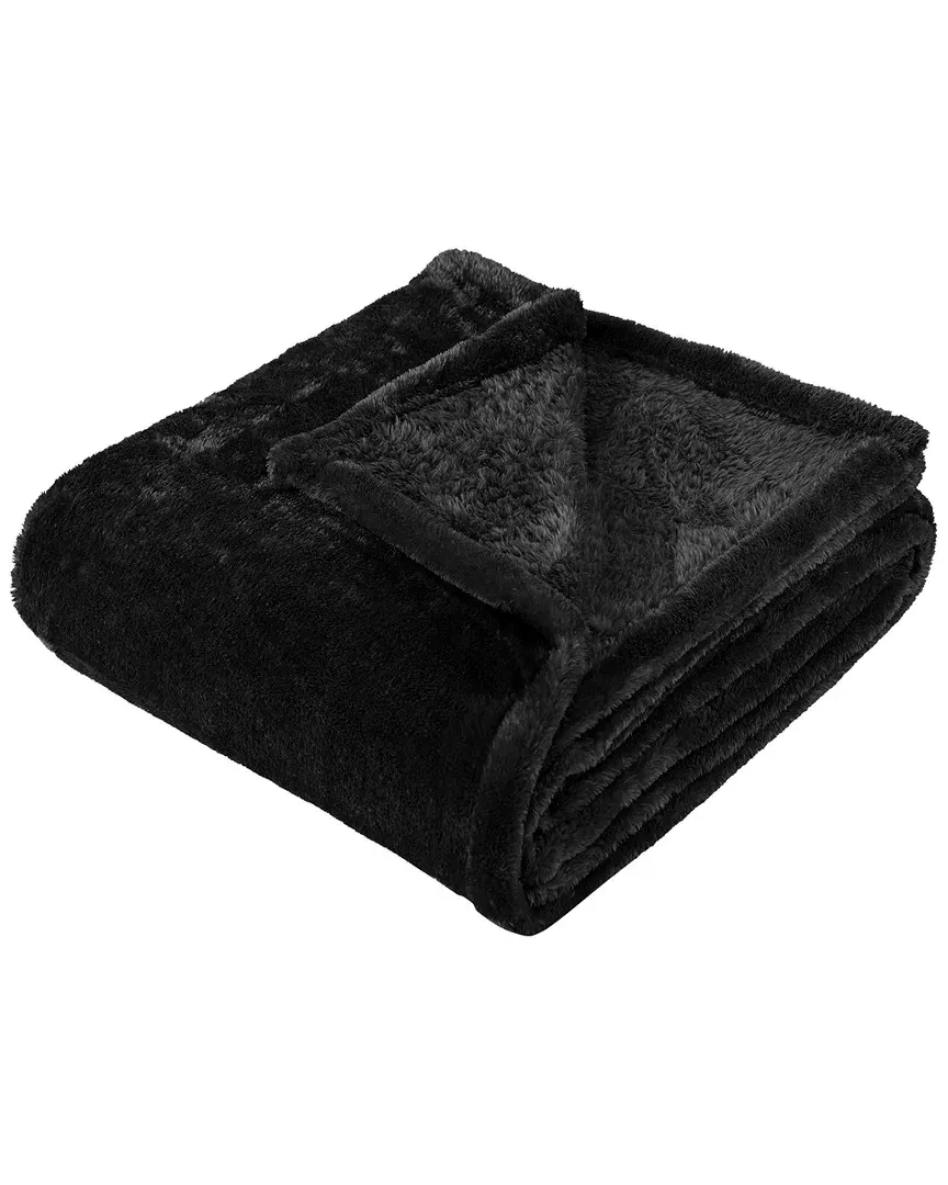 Ultra-Plush Fleece Throw Blanket - Black, Microfiber