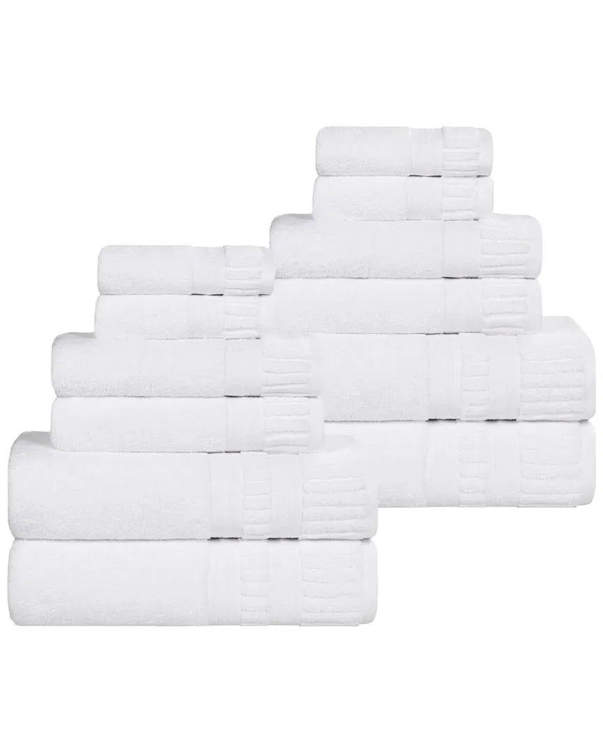 Venice Zero Twist 12-Piece Towel Set - White, Cotton