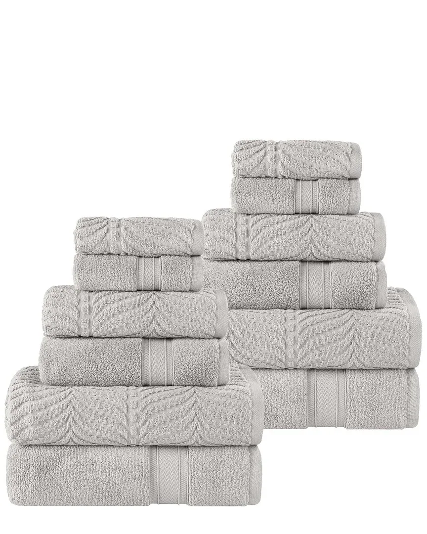 Zero Twist Cotton 12pc Chevron Towel Set - Platinum