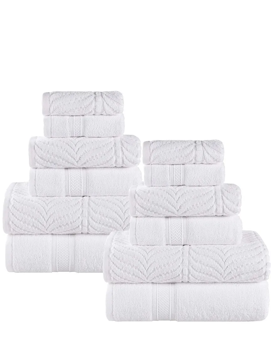 Zero Twist Cotton 12pc Chevron Towel Set - White