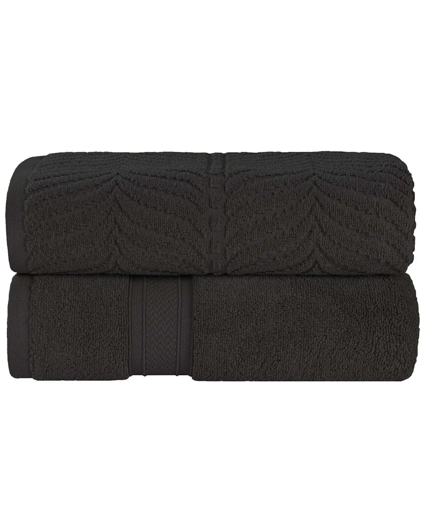 Zero Twist Cotton 2pc Chevron Bath Sheet Set - Black