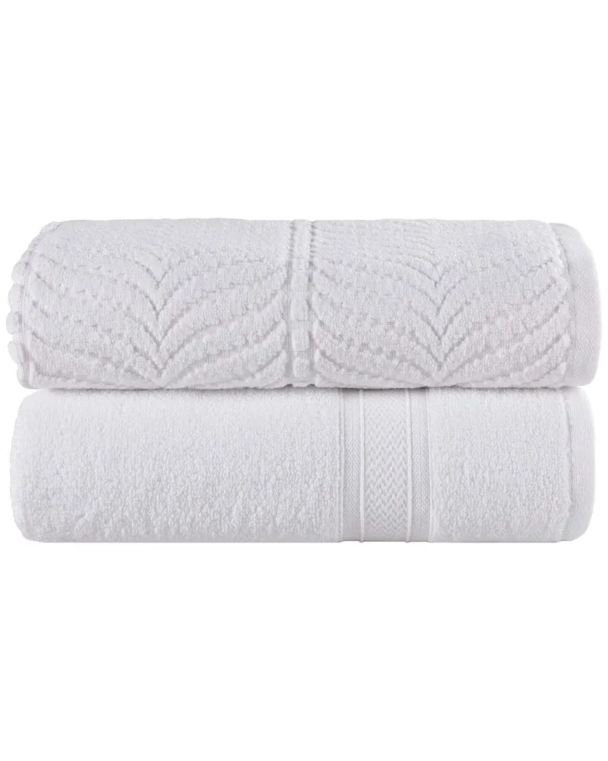 Zero Twist Cotton 2pc Chevron Bath Sheet Set - White