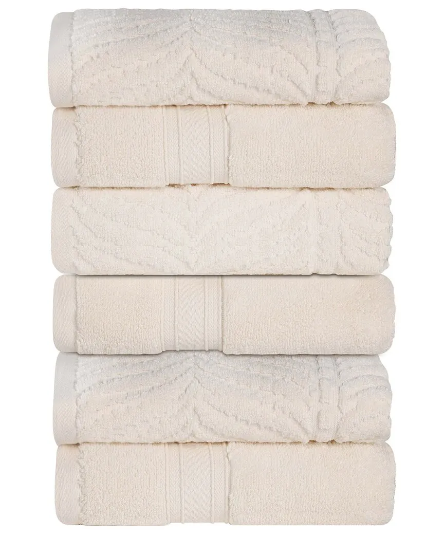 Zero Twist Cotton 6pc Chevron Hand Towel Set - Ivory image