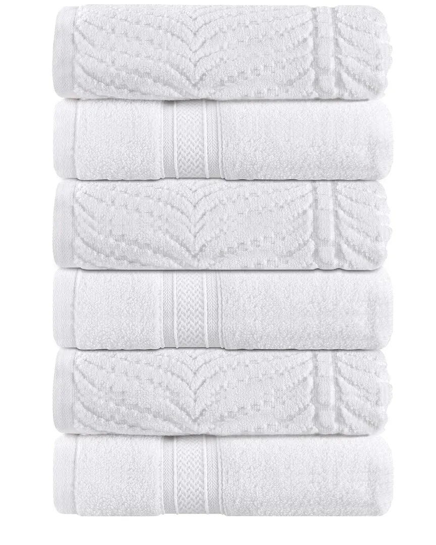 Zero Twist Cotton 6pc Chevron Hand Towel Set - White