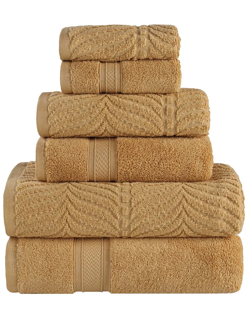 Zero Twist Cotton 8pc Chevron Towel Set - Gold