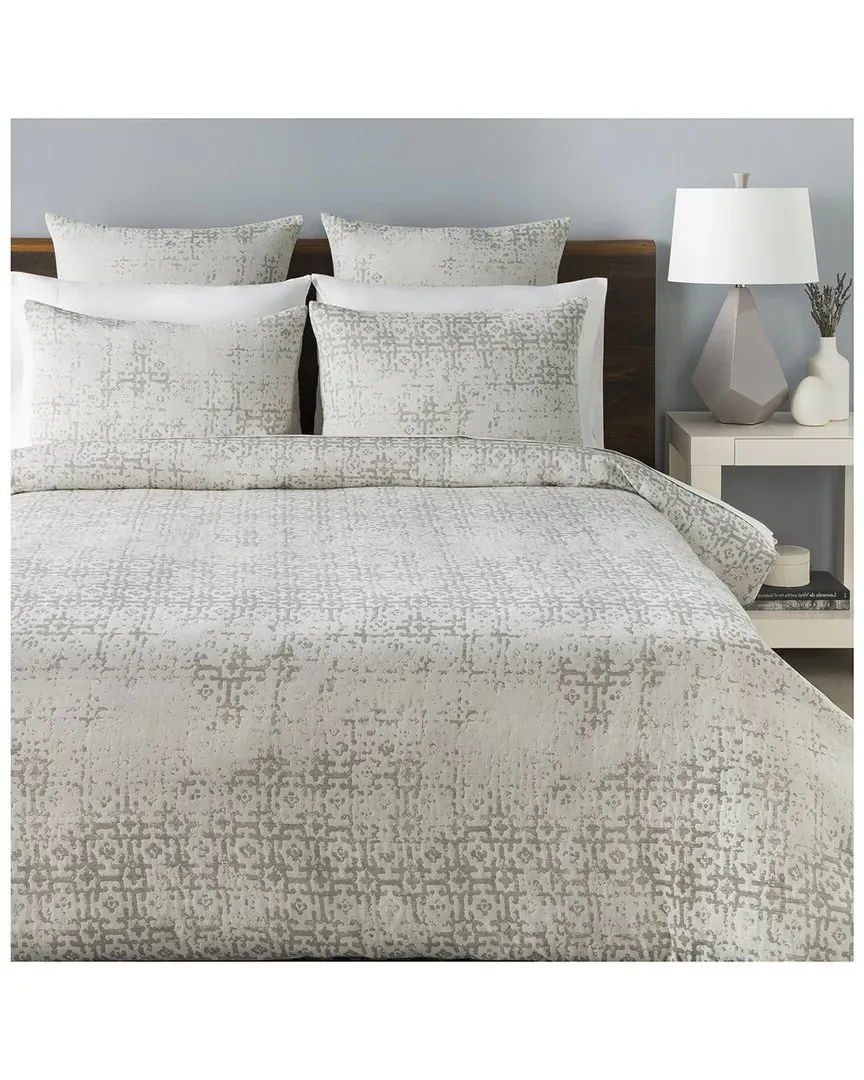 Abstraction Duvet Set with Two Standard Shams - Light Grey, Cotton