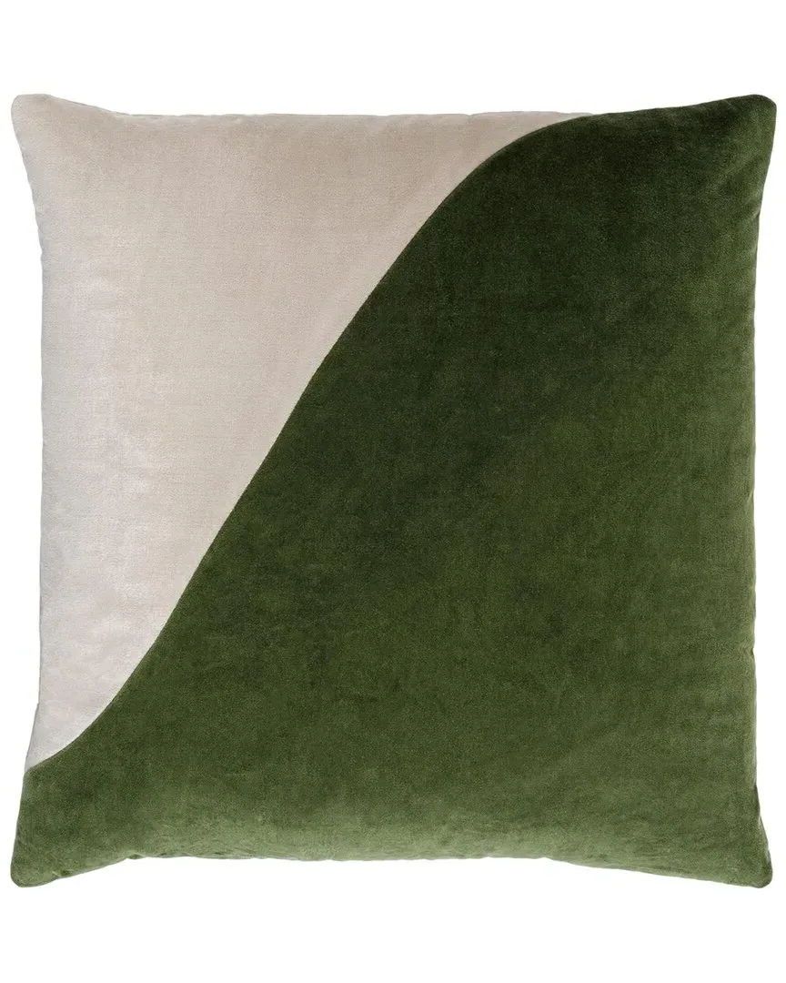 Cotton Velvet Lumbar Pillow - Green