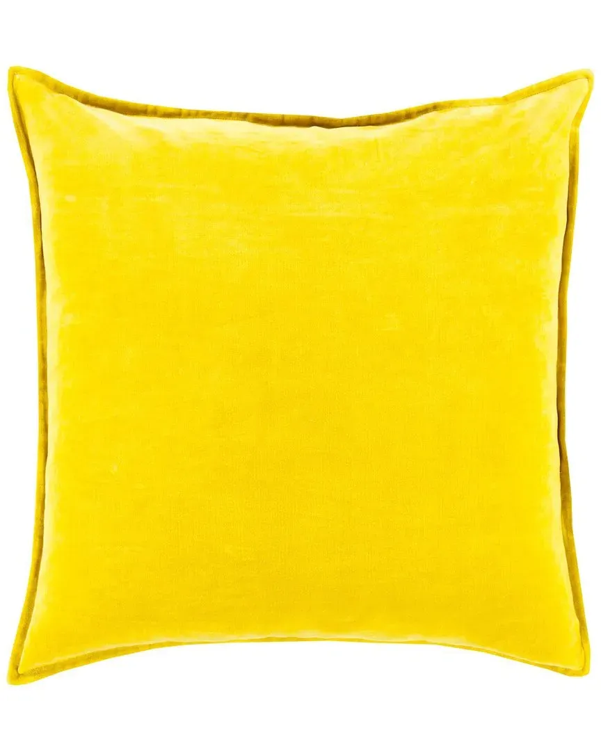 Cotton Velvet Square Pillow - Mustard