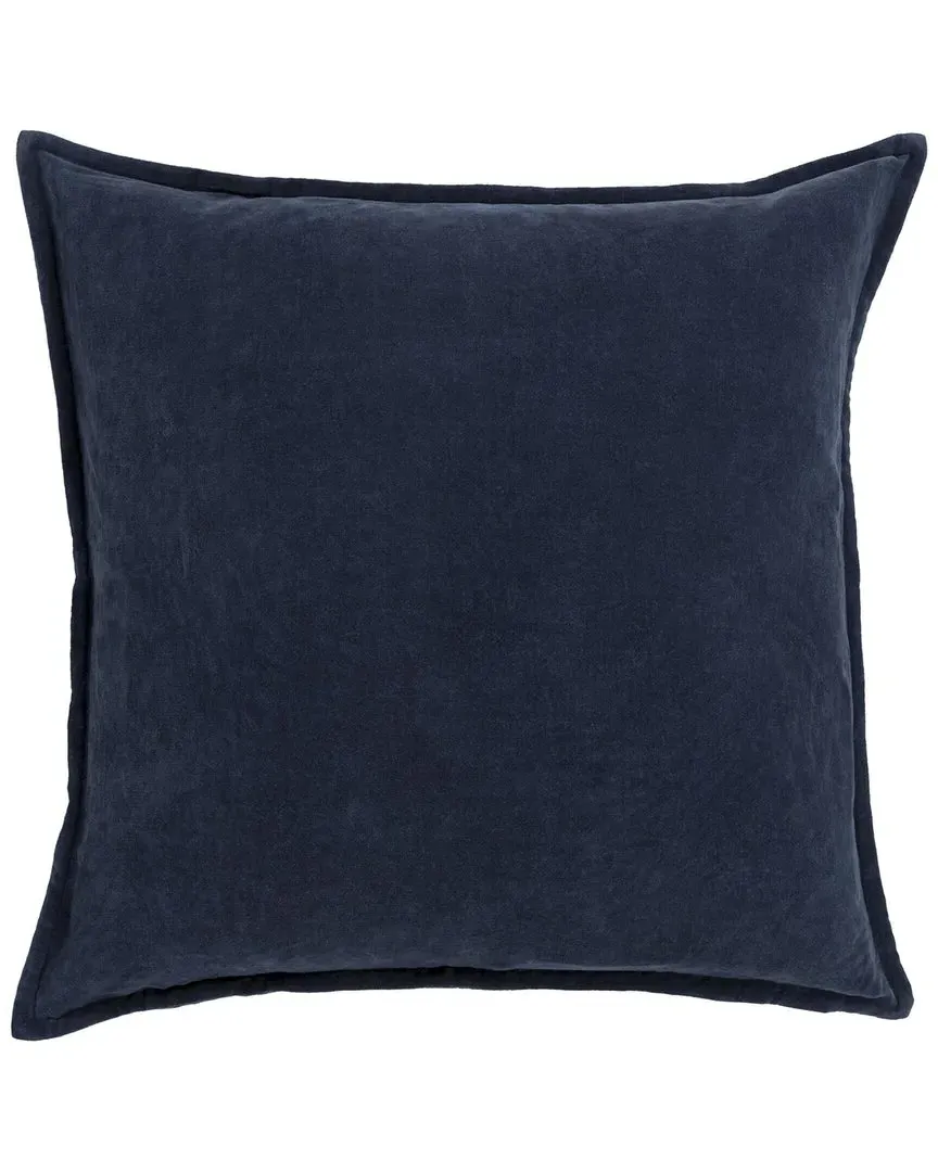 Cotton Velvet Square Pillow - Navy