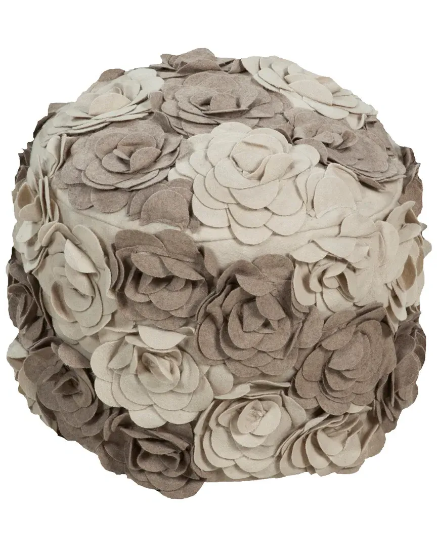 Petalos Hand-Made Pouf - Taupe, Wool image