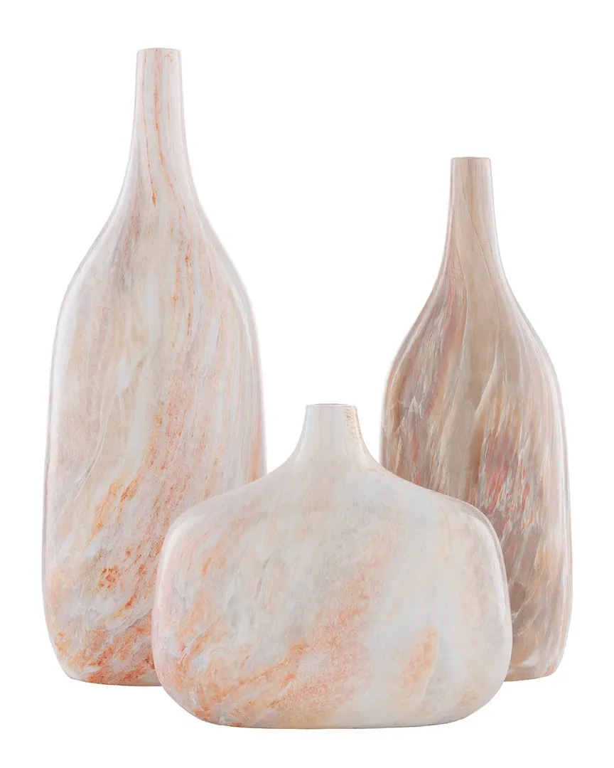 Set of 3 Marble Decor Vases - Cream
