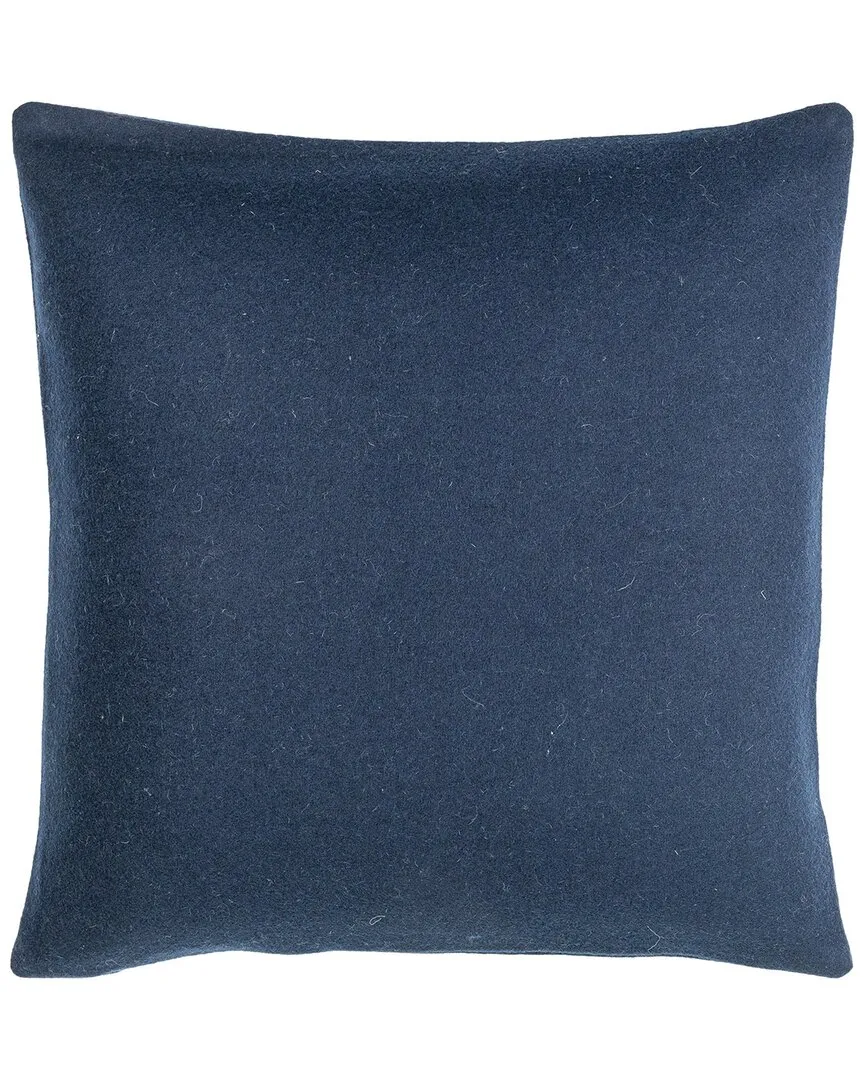 Stirling Accent Pillow with Button Detail - Blue, Wool