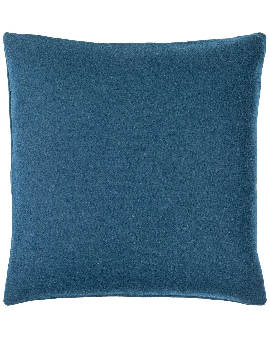 Stirling Accent Pillow with Button Detail - Blue, Wool
