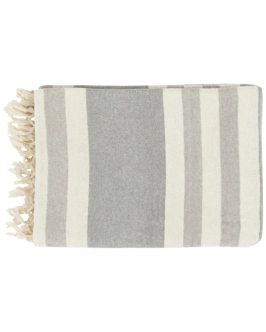 Stripes Throw - Light Grey, Cotton