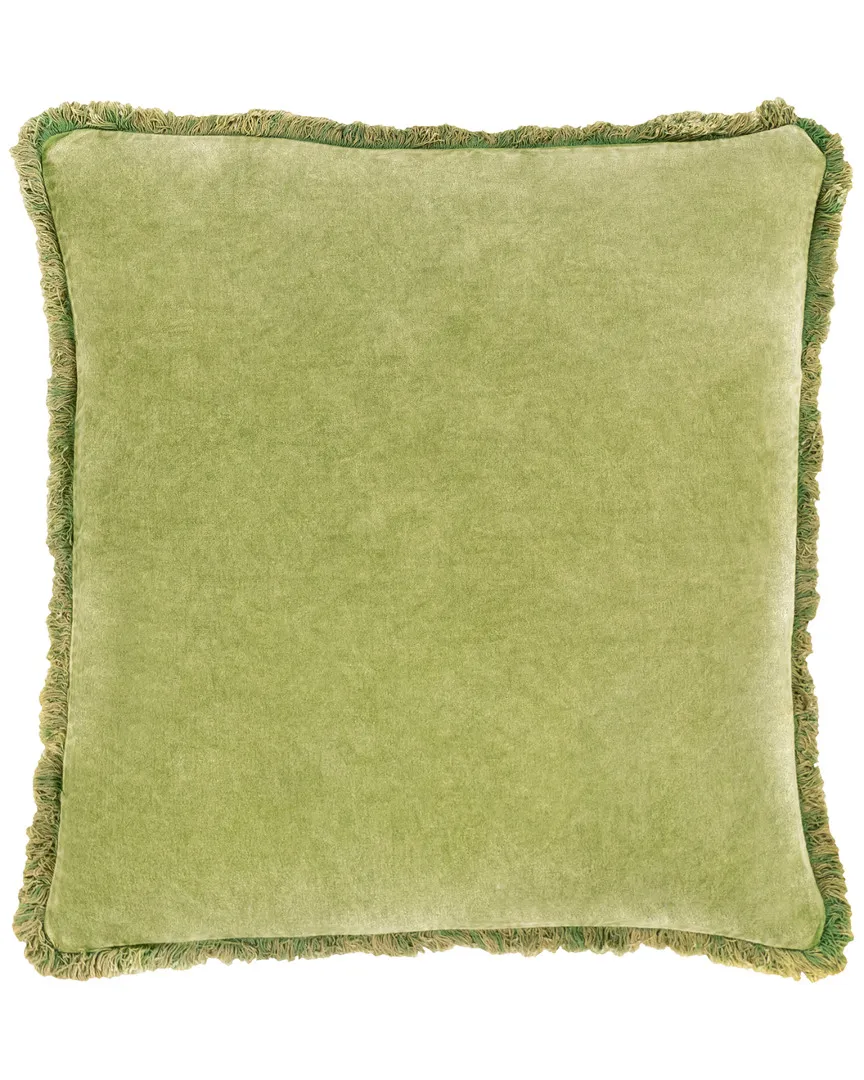 Washed Velvet Decorative Pillow - Lime