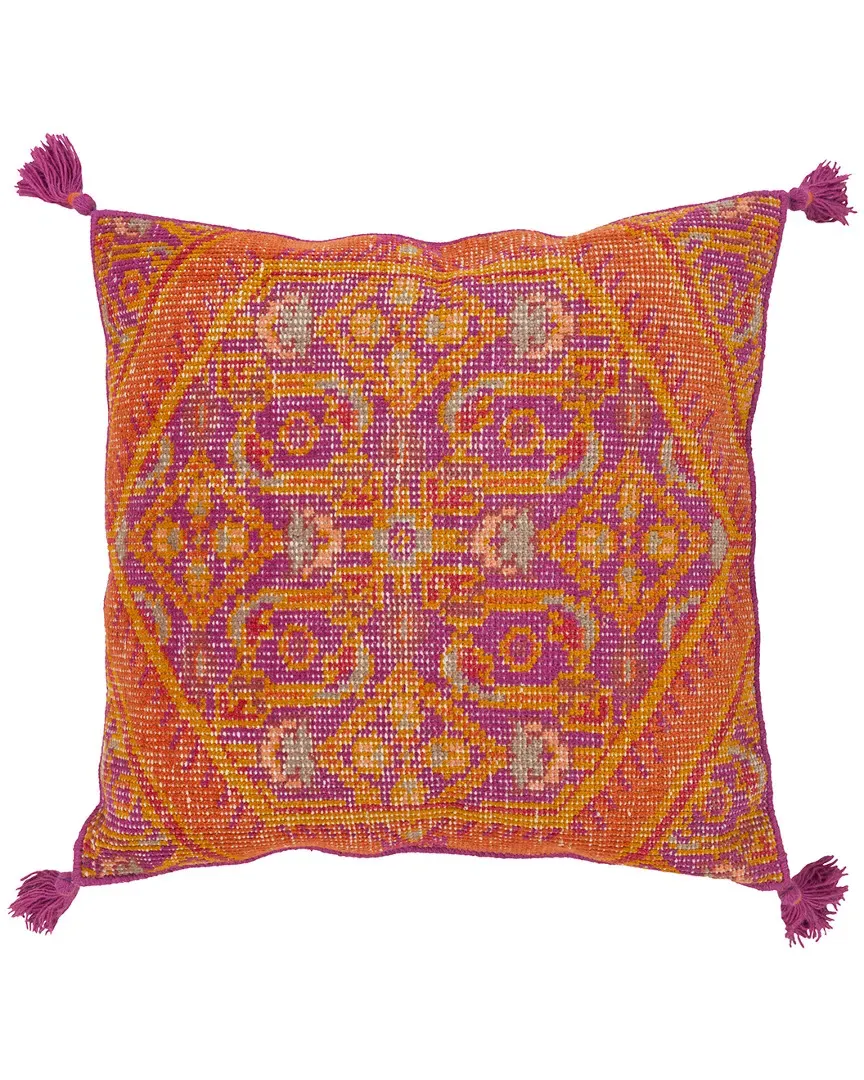 Zahra Printed Throw Pillow - Purple, Wool