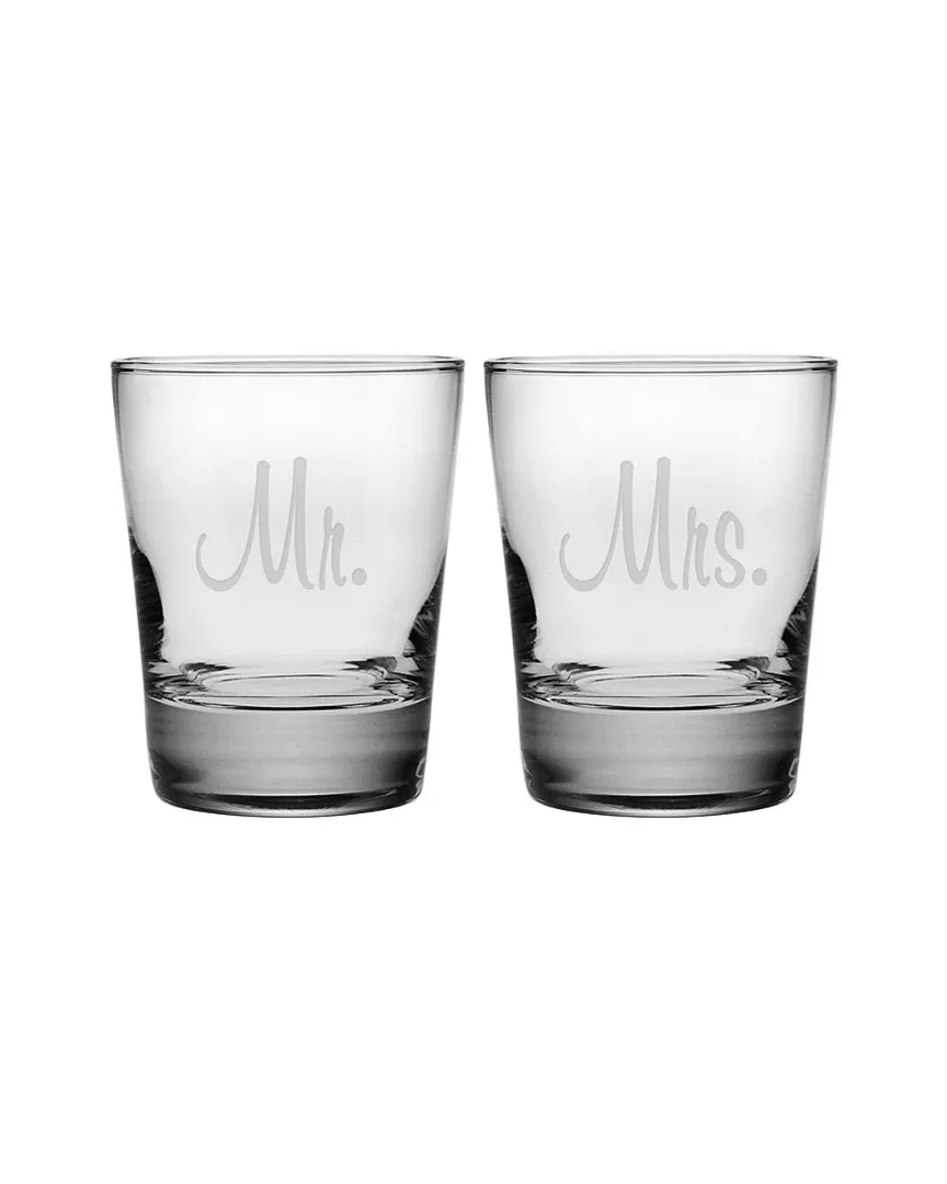 Mr. & Mrs. Set of Two Double Old Fashioned Glasses - Clear image