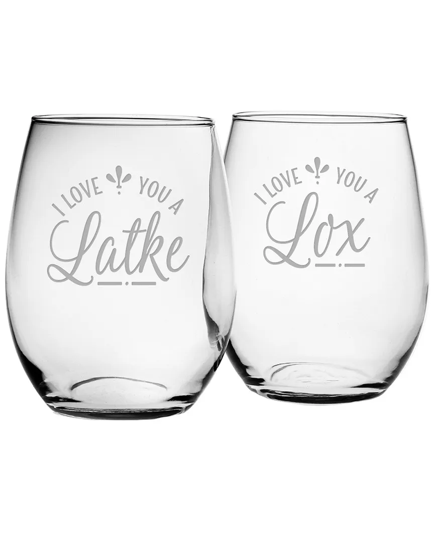 Susquehanna Set of 2 Lox & Latke Stemless Wine Glass - 21oz image
