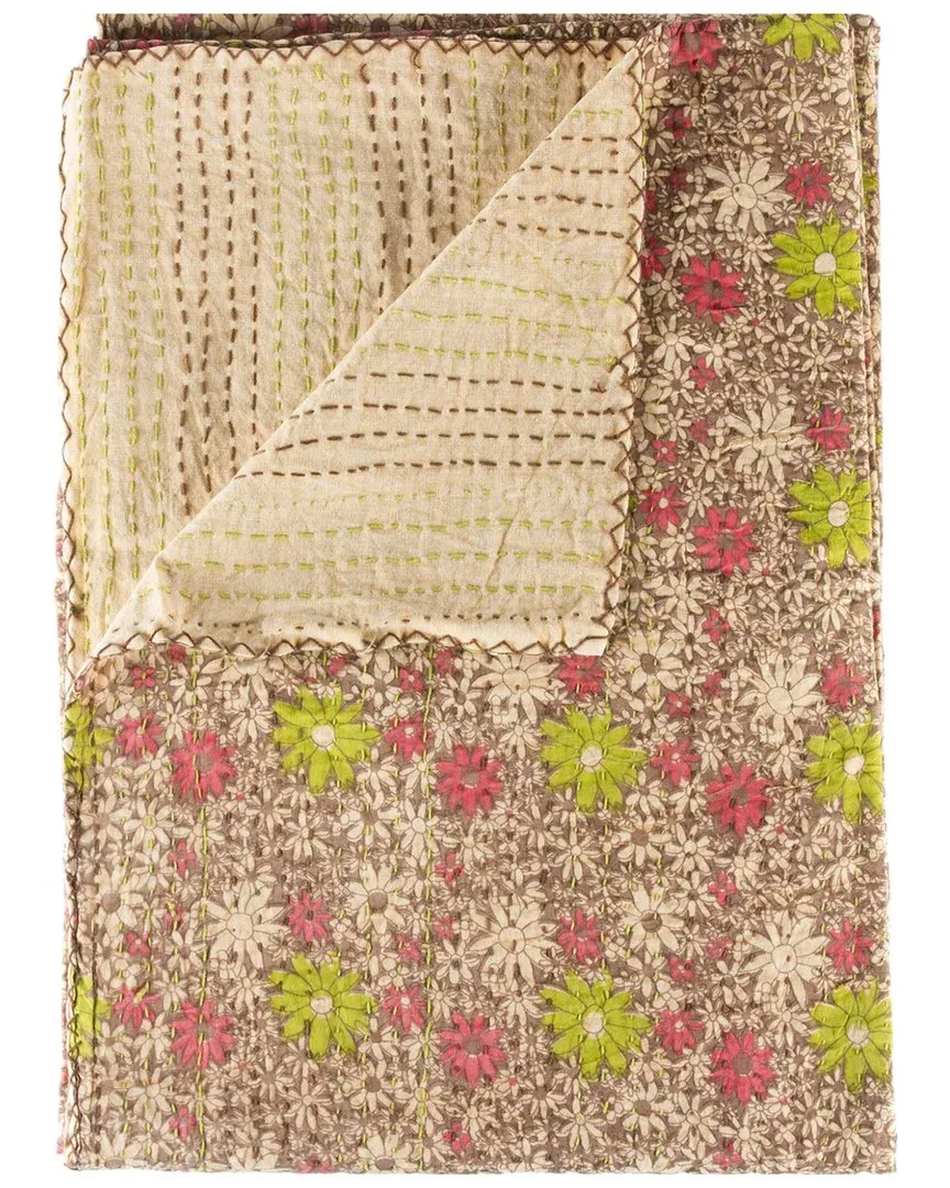 Natural Group Kantha Cotton Throw - Beige