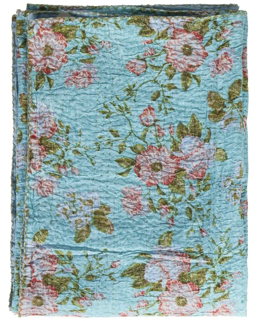 Natural Group Kantha Cotton Throw - Blue