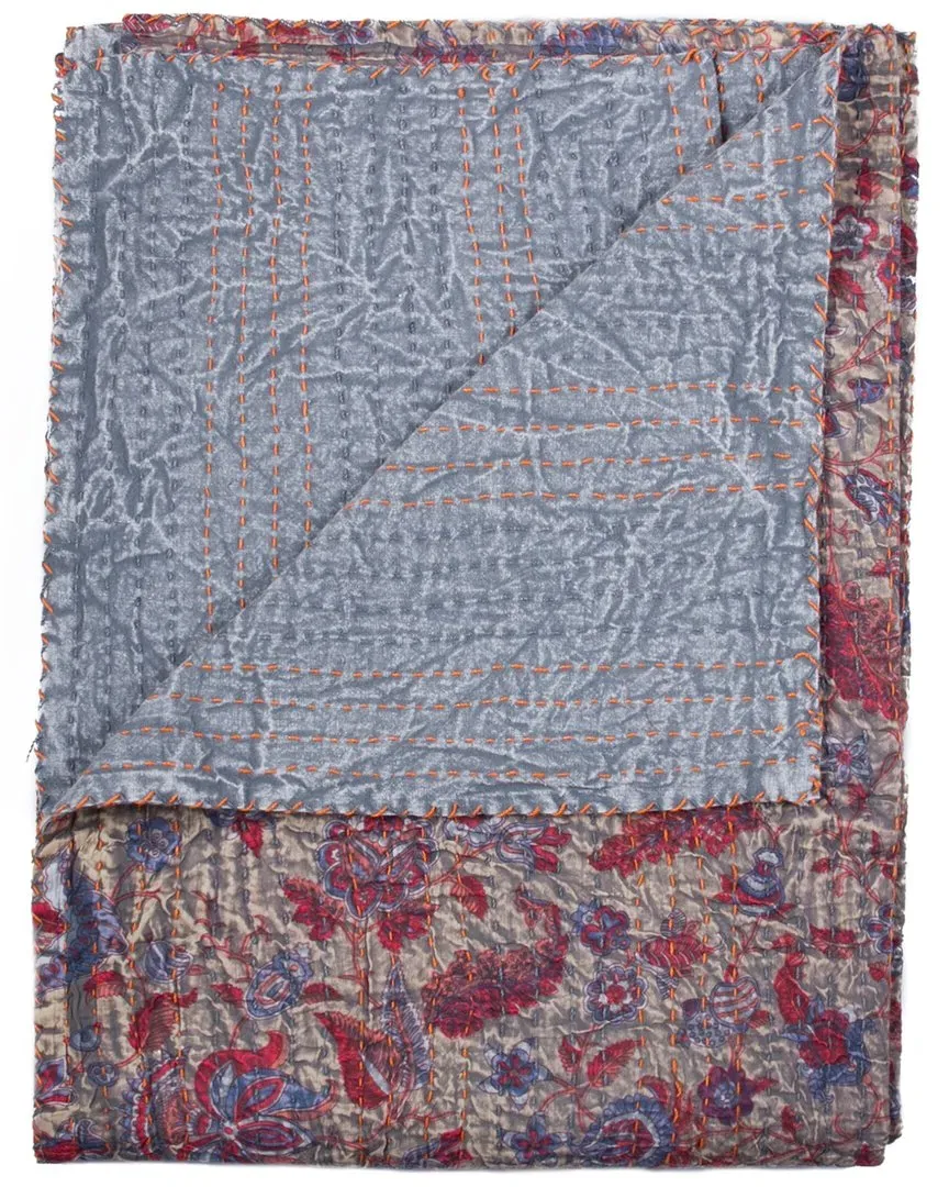 Natural Group Kantha Cotton Throw - Grey