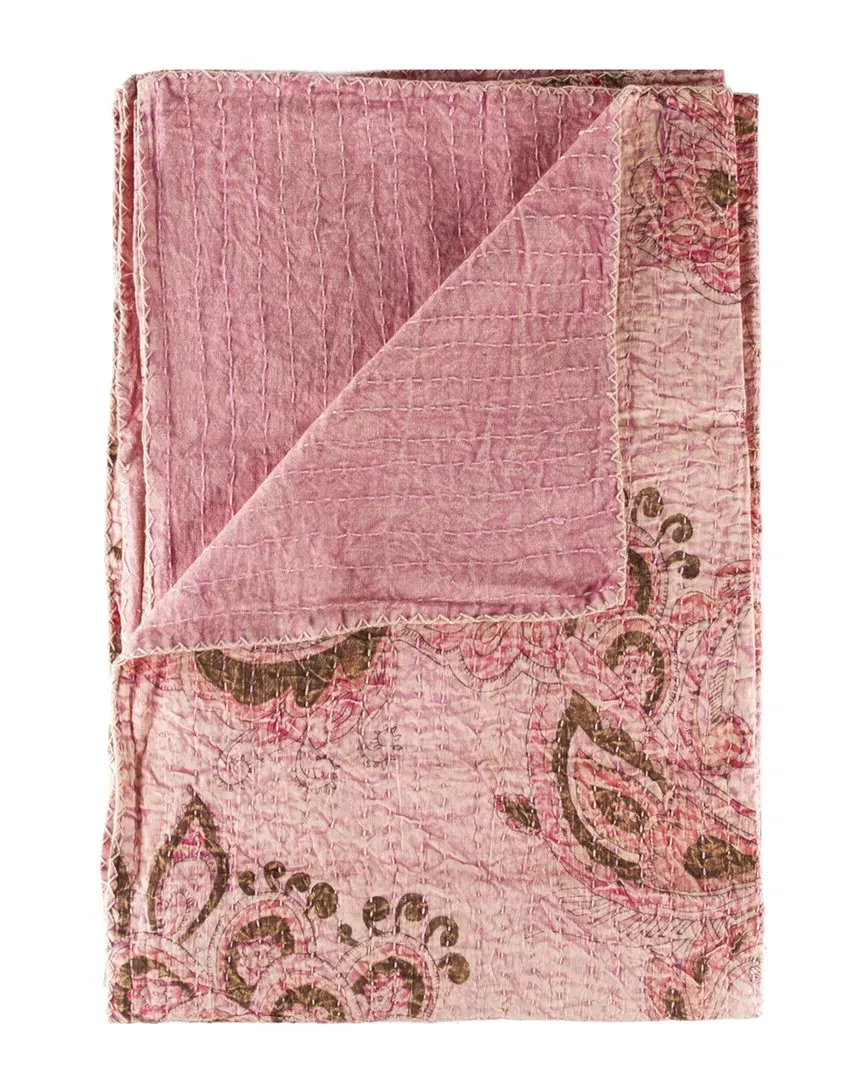 Natural Group Kantha Cotton Throw - Pink