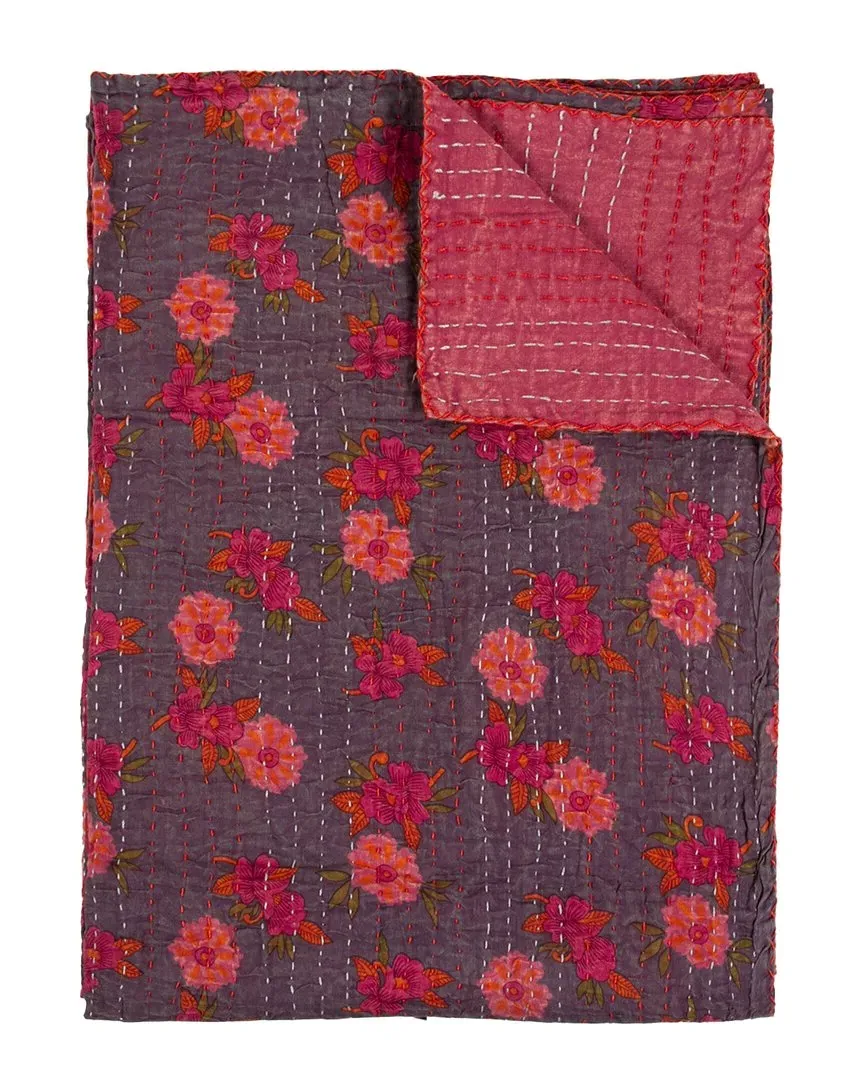 Natural Group Kantha Cotton Throw - Pink