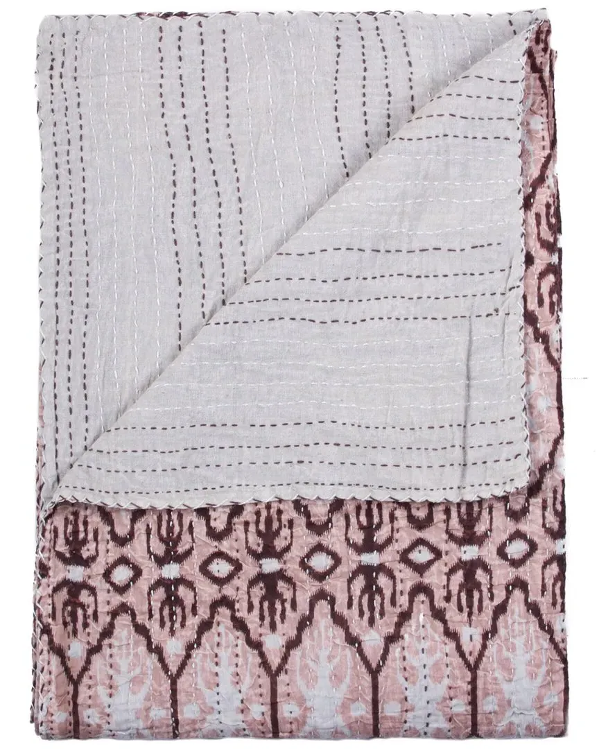 Natural Group Kantha Cotton Throw - Pink