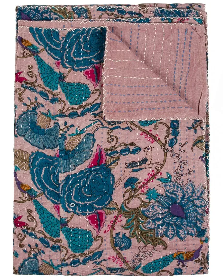 Natural Group Kantha Cotton Throw - Purple