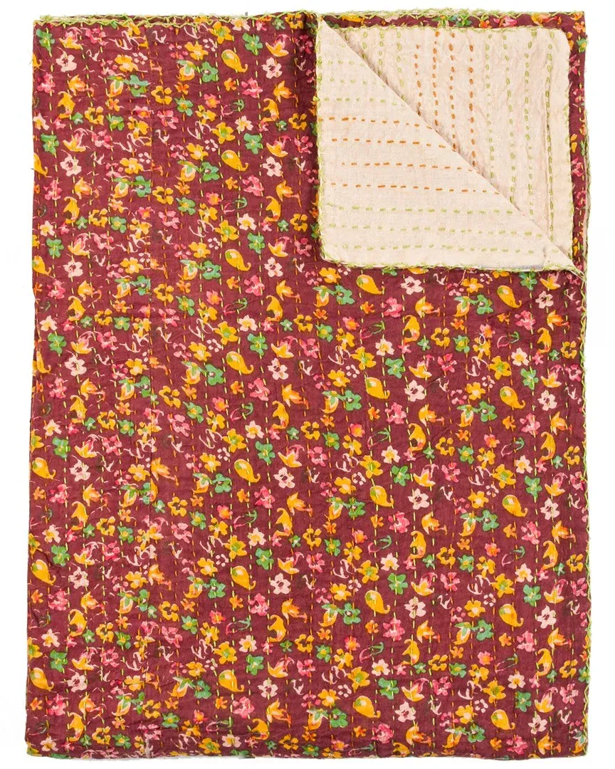 Natural Group Kantha Cotton Throw - Red