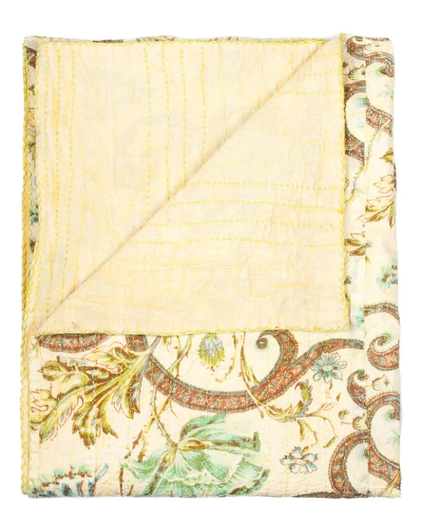 Natural Group Kantha Cotton Throw - White