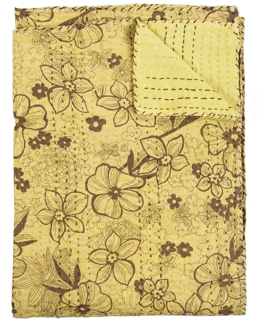 Natural Group Kantha Cotton Throw - Yellow