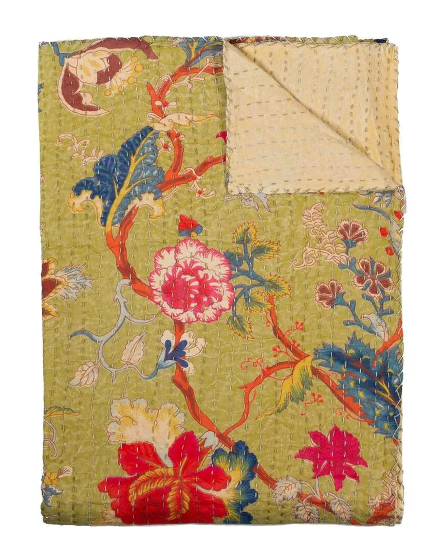 Natural Group Kantha Cotton Throw - Yellow