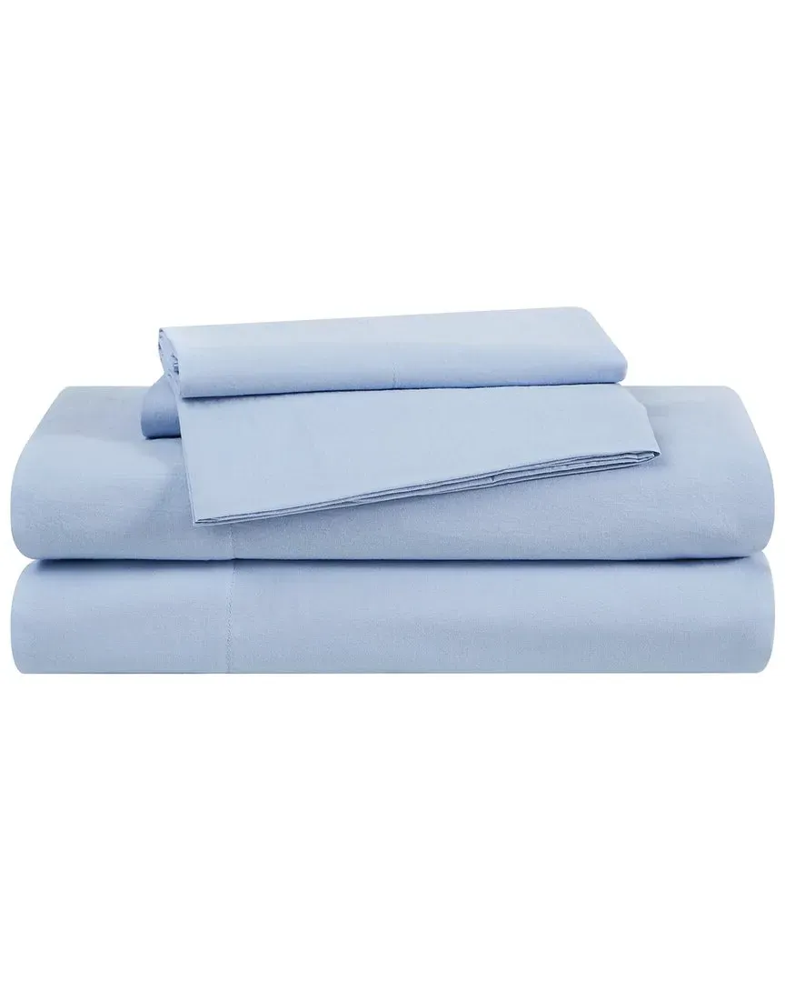 200tc Washed Cotton Sheet Set - Blue image