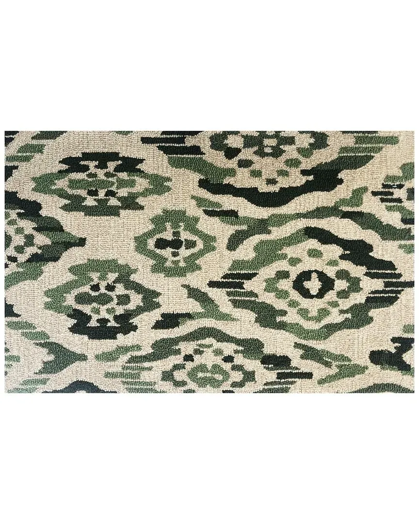 Broken Ikat Indoor/Outdoor Doormat - Green, UV Polyester