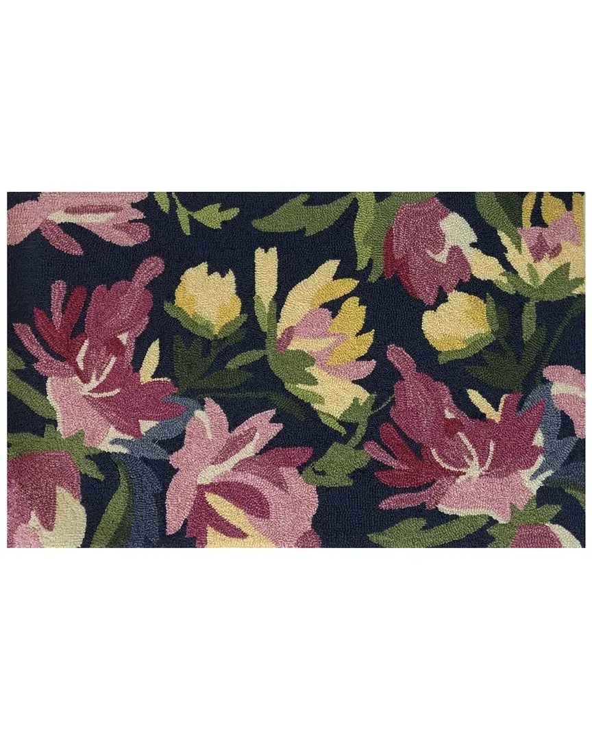 Fresh Floral Indoor/Outdoor Doormat - Dark Blue, UV Polyester