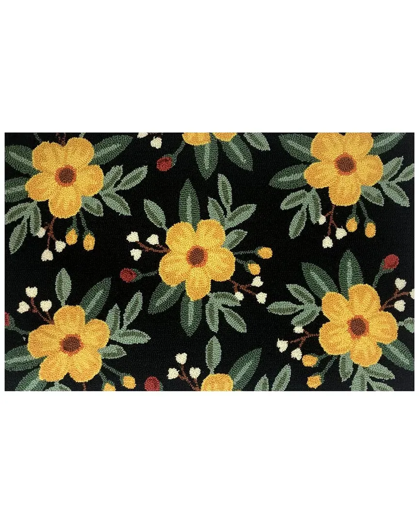Harper Floral Indoor/Outdoor Doormat - Black, UV Polyester