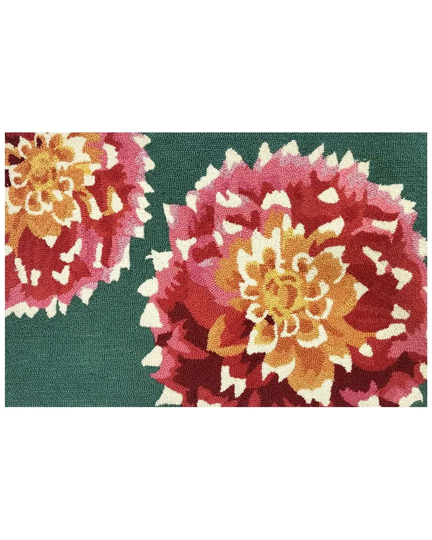 Heirloom Dahlia Indoor/Outdoor Doormat - Green, UV Polyester