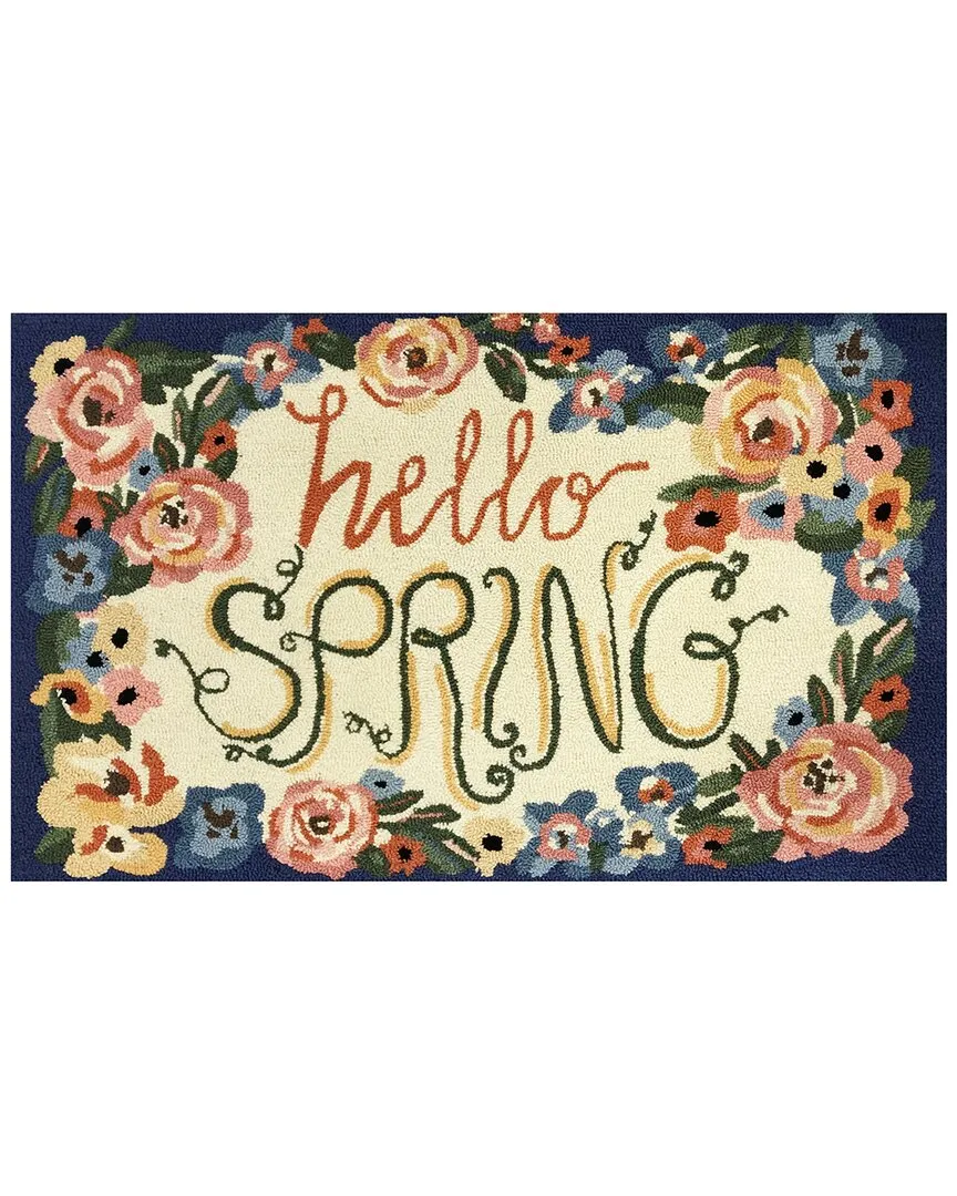 Hello Spring Indoor/Outdoor Doormat - Blue, UV Polyester image