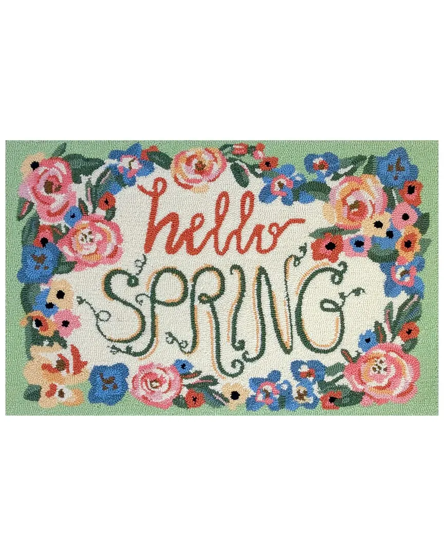 Hello Spring Indoor/Outdoor Doormat - Green, UV Polyester