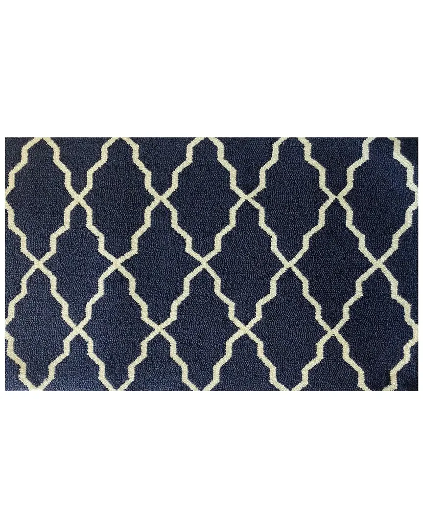 Linked Lattice Indoor/Outdoor Doormat - Blue, Polyester